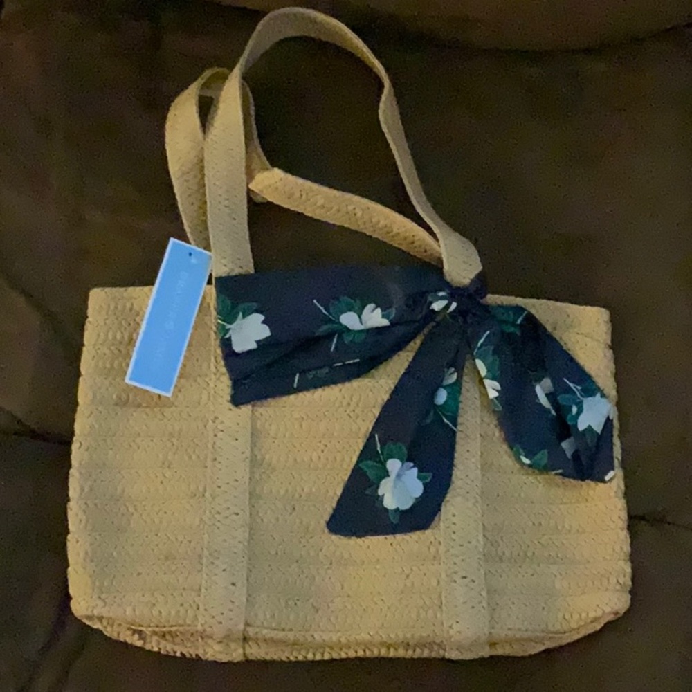 DRAPER JAMES - straw bag with the floral scarf